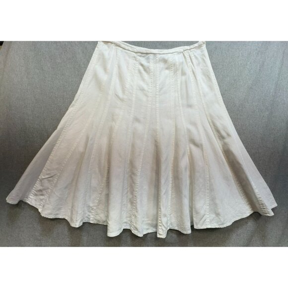 Larry Levine Womens Linen Blend A-Line Skirt Size 12 White Coastal Beach - Picture 5 of 8